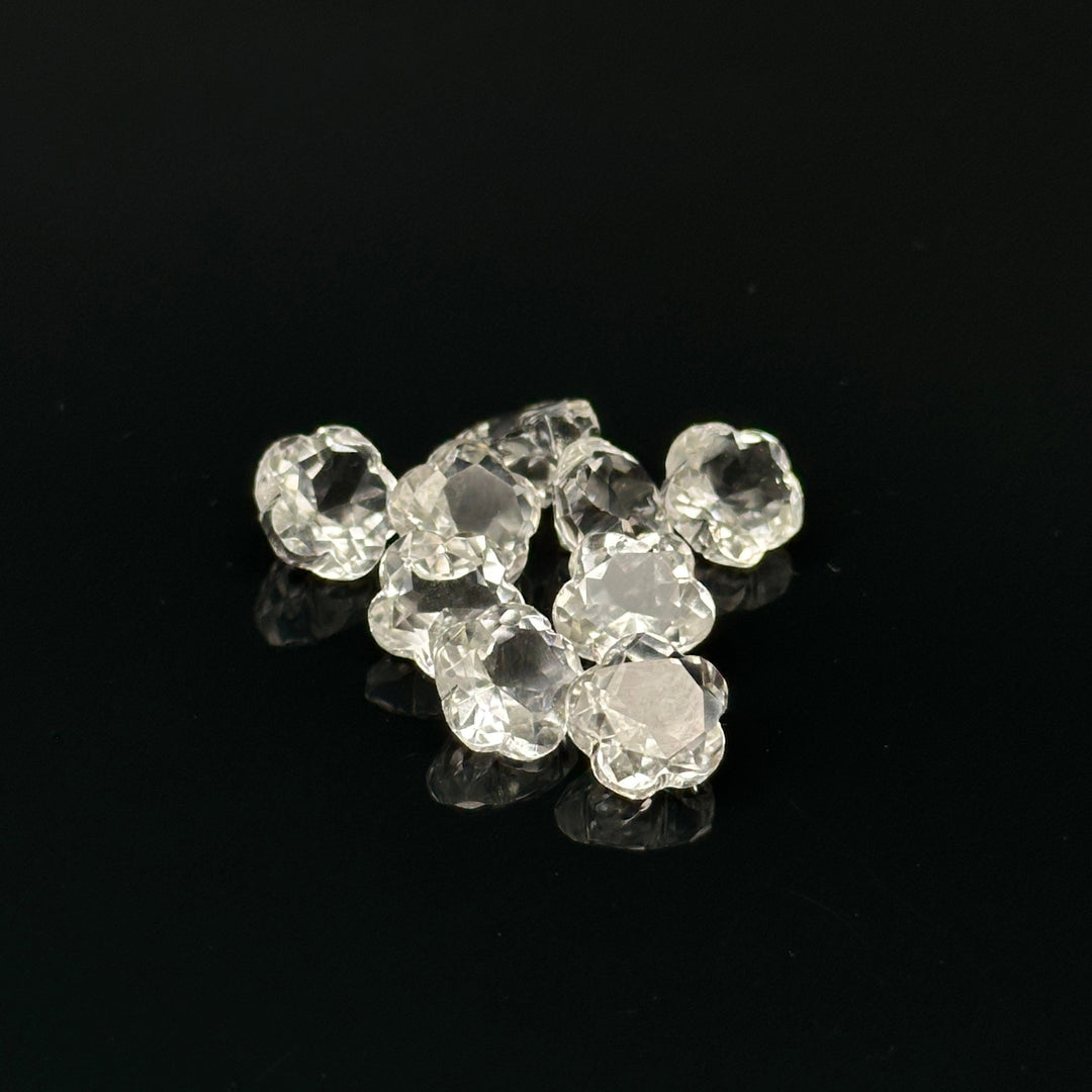AAA Crystal Quartz Flower Shape Faceted Gemstone, Flower Shape Carving Cut Stones For Jewelry Making, 10 MM Clear Visible Crystal Beads