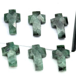 Load image into Gallery viewer, Natural Emerald Cross Beads: Faceted Green Gemstone Charms (15mm)