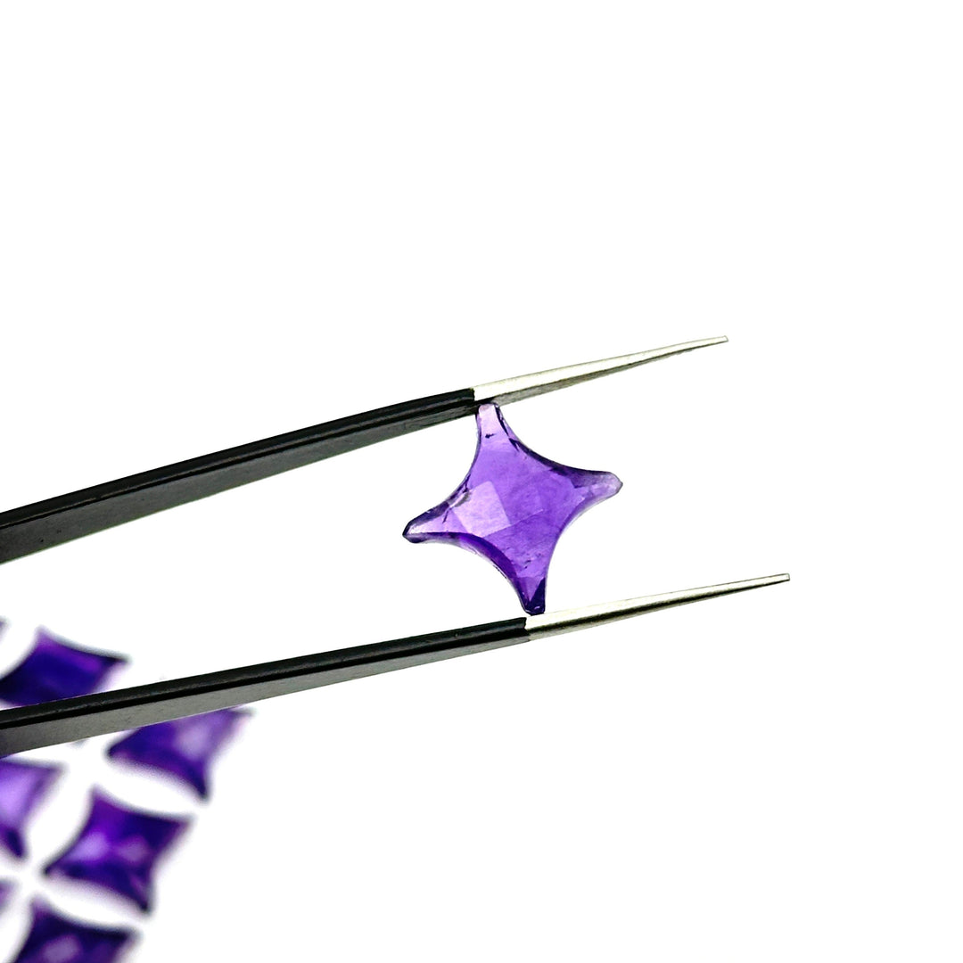 Natural Amethyst Ninja Star Shape Carving Beads, Fancy Star Shape Gemstone Beads, 11X15 MM Jewelry Making Star Shape Briolettes Loose Beads