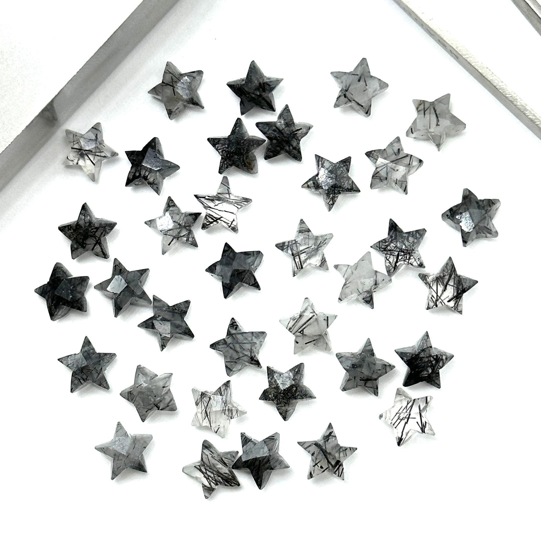 Super Cute Natural Black Rutile Star, Faceted Stars Shape Beads, Jewelry Making Loose Gemstone, Faceted Hand Carved Gemstone, 8 mm