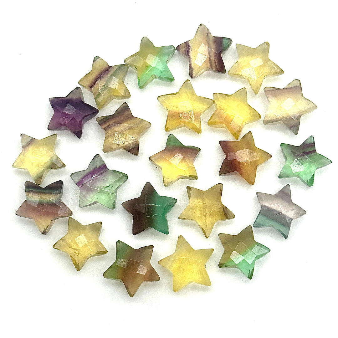 AAA Multi Fluorite Star Shape Briolettes, Natural Fluorite Faceted Star Charms, Wholesale Loose Beads for Jewelry, 12 MM, Hand Carved Beads