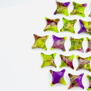 Mohave Turquoise Ninja Star Shape Beads, Carving Beads, Neon Green & Purple Turquoise Gemstone Beads, 11X15 MM Jewelry Making Charms Beads