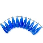 Load image into Gallery viewer, Matched Pairs - Blue Chalcedony Long Drop Shape Briolette's, Faceted Teardrop Beads, 7X30 mm Deep Blue Color Drops For Earring Making
