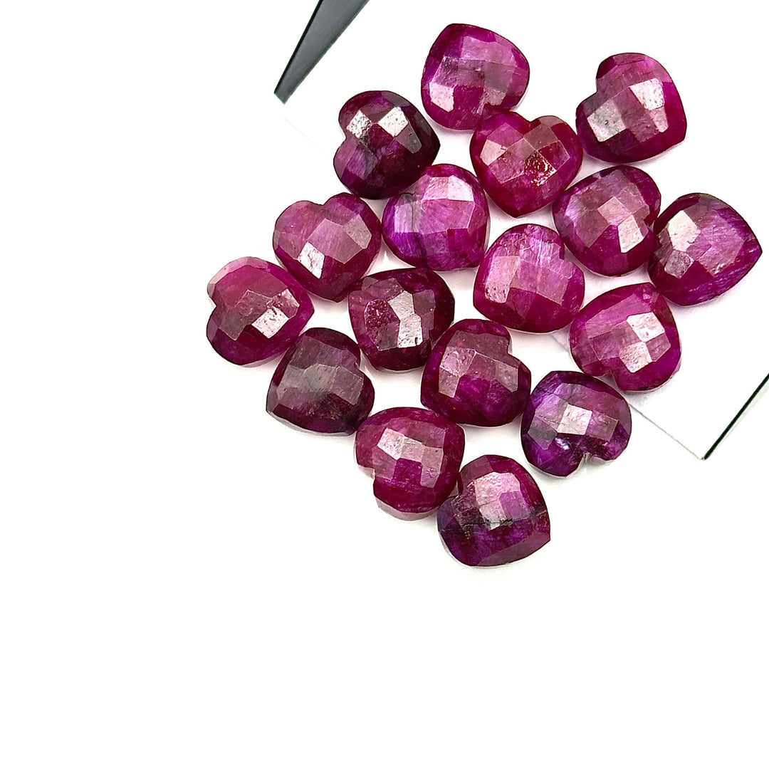 Pretty Ruby Corundum Heart Shape Beads, AAA Red Ruby Hand Carved Faceted Heart Shape Briolettes, Loose Gemstones, 10 MM, Red Ruby Dyed Beads