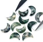 Load image into Gallery viewer, Natural Moss Agate Moon Shape Briolettes, AAA Moss Agate Moon Shape Beads, Tree Agate Moon Charms, Faceted Moon Shape Gemstone, 17 MM