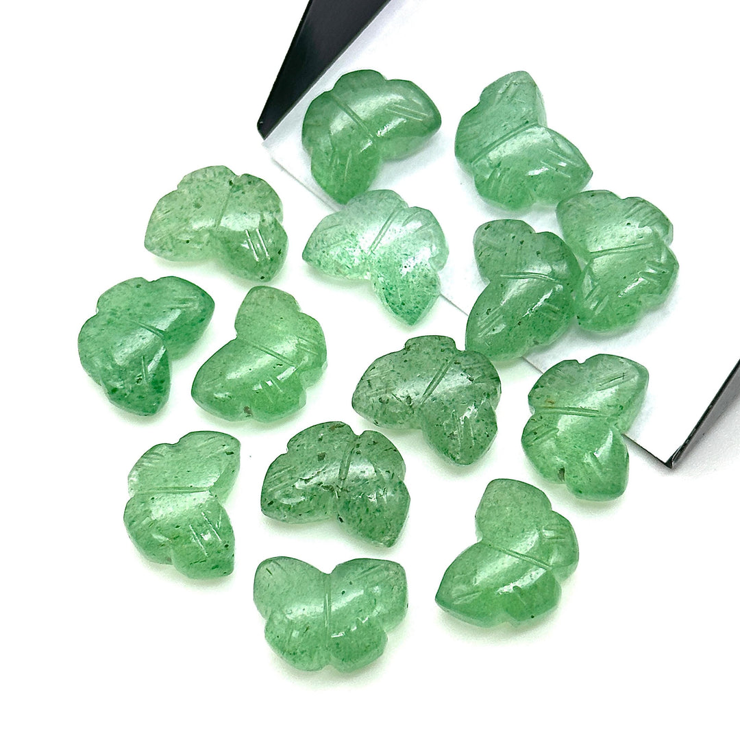 AAA Green Strawberry Butterfly Shape Beads, Natural Strawberry Quartz Hand Carved Butterfly Briolettes, Gemstone Carvings, 13 MM Loose Beads