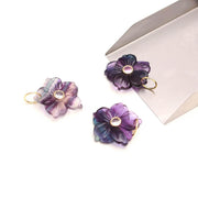 Natural Fluorite Flower Gemstone Pendant, Fancy Floral Design Necklace for Women's, Birthday Gift for Her, Crystal Necklace