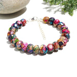 Load image into Gallery viewer, Rainbow Turquoise Beads Bracelet, Colorful Turquoise Faceted Rondelle Beads Bracelet, Women's Gift, Bohemian Beads Jewelry, Gift for Her