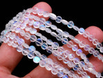 Load image into Gallery viewer, High Flashy Rainbow Moonstone Coin Shape Beads, Faceted Hand Carved Straight Drill Coin Beads, Jewelry Making Gemstones, 4 Inch, 4-5 MM