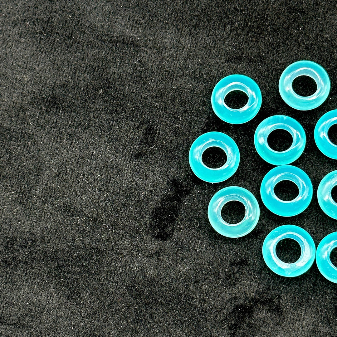 Aqua Chalcedony Donut Shape Gemstones, Aqua Chalcedony Donut Carving, Healing Gemstone Beads, 12 mm Smooth Donut Beads, Gemstone Rings