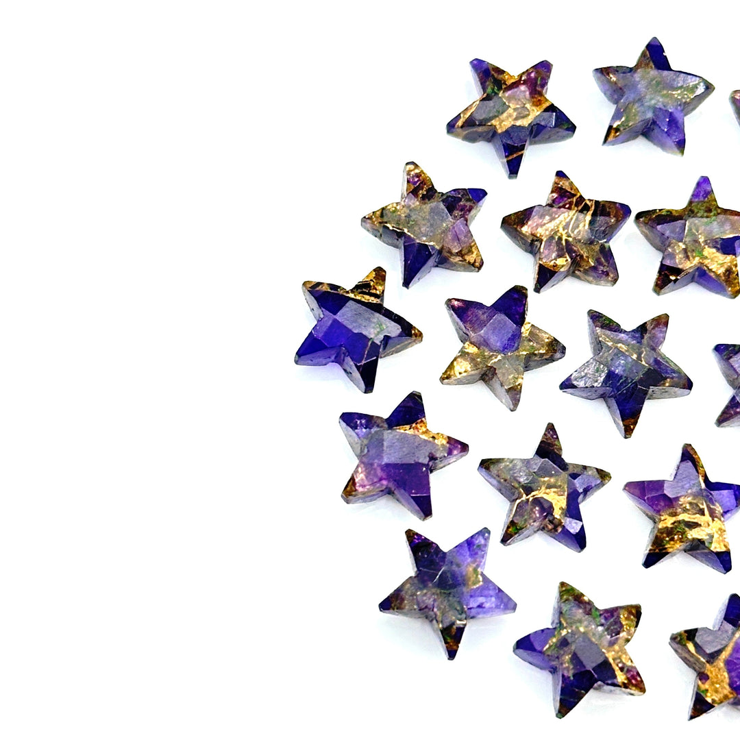 Rare Copper Amethyst Star Shape Beads, Purple Amethyst Faceted Star Beads, Gemstone Carvings Star Shape Briolette's, Star Charms 10 MM