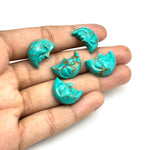 Load image into Gallery viewer, Hand Carved Copper Turquoise Moon Face Charm: Green Gemstone (18X13 MM)