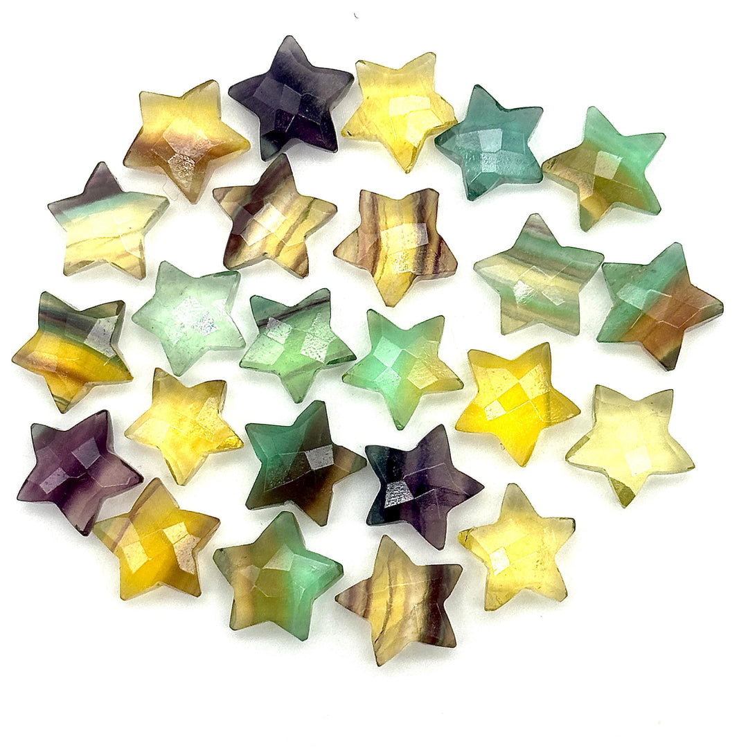 Rainbow Fluorite Star Shape Briolettes, Natural Multi Fluorite Star Beads, Hand Carved Star for Crafts and Jewelry, Star Shape Charms, 15 MM