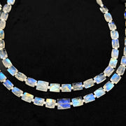 Natural Rainbow Moonstone Faceted Chicklet Gemstone Beads, Flashy Blue Fire Moonstone Rectangle Beads, AAA Quality Moonstone Gemstone Beads