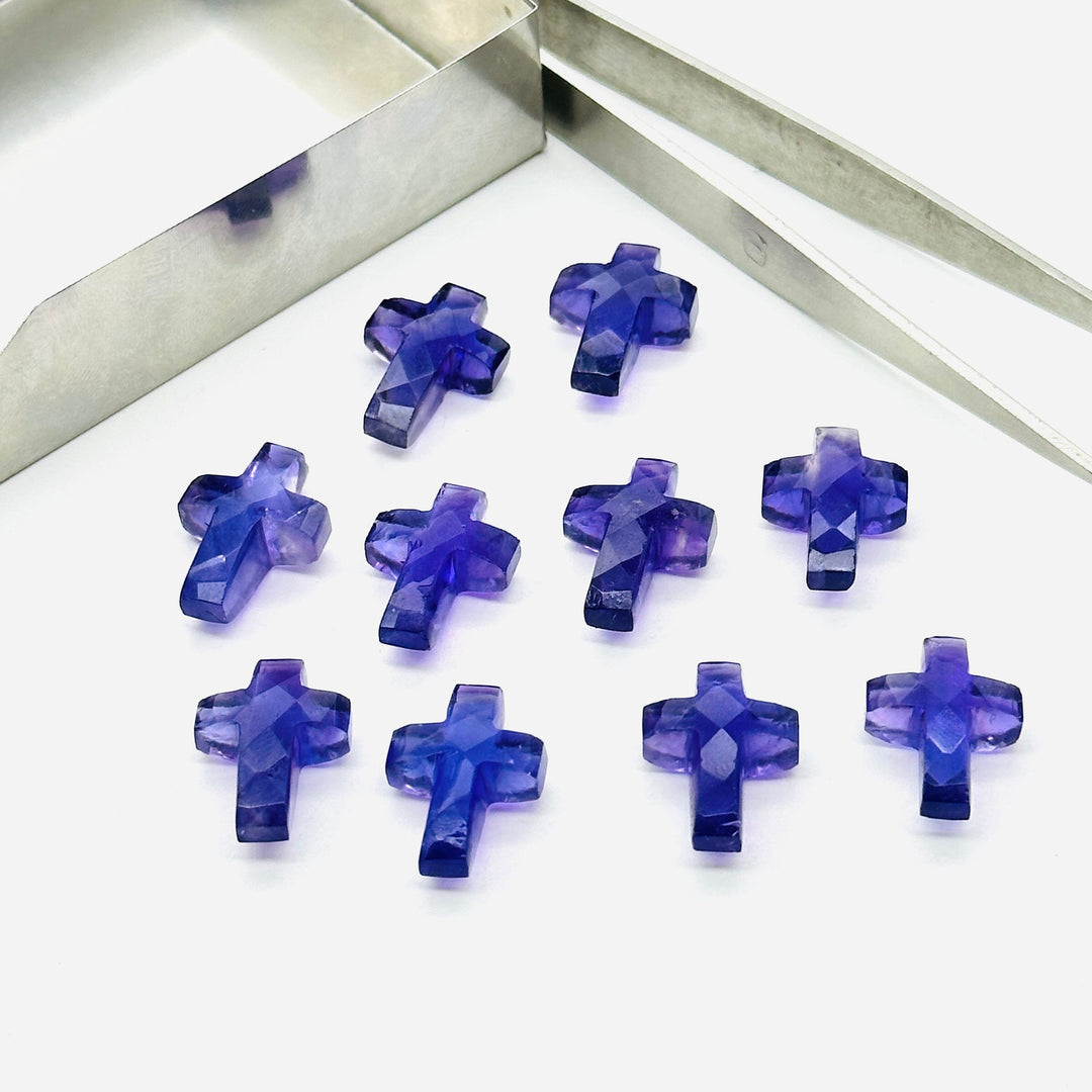 1,2,3,4,5 pcs Natural Amethyst Cross Shape Gemstone Beads, Amethyst Faceted Cross Gemstone Beads, Holy Beads For Jewelry & Carfts 15X10 MM