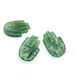Load image into Gallery viewer, Natural Green Strawberry Hamsa Shape Carved Stone, 25 MM Palm Shape Gemstone, Green Strawberry Charms, Jewelry Making Hamsa Charm Beads