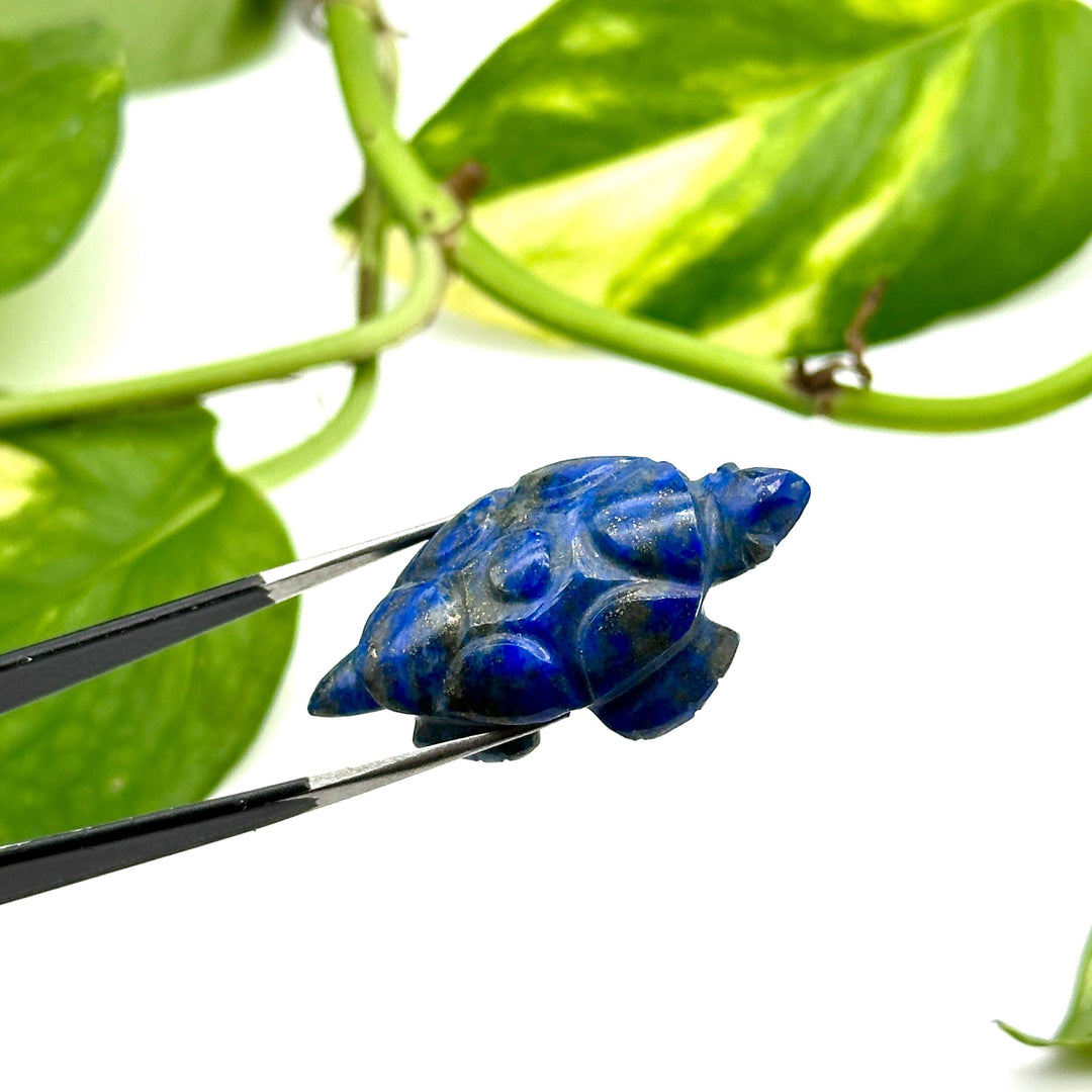 Healing Natural Lapis Lazuli Turtle Shape Gemstone Carving, 38 MM Approx Minimalist Turtle Carving Beads, Handmade Prosperity Loose Gemstone