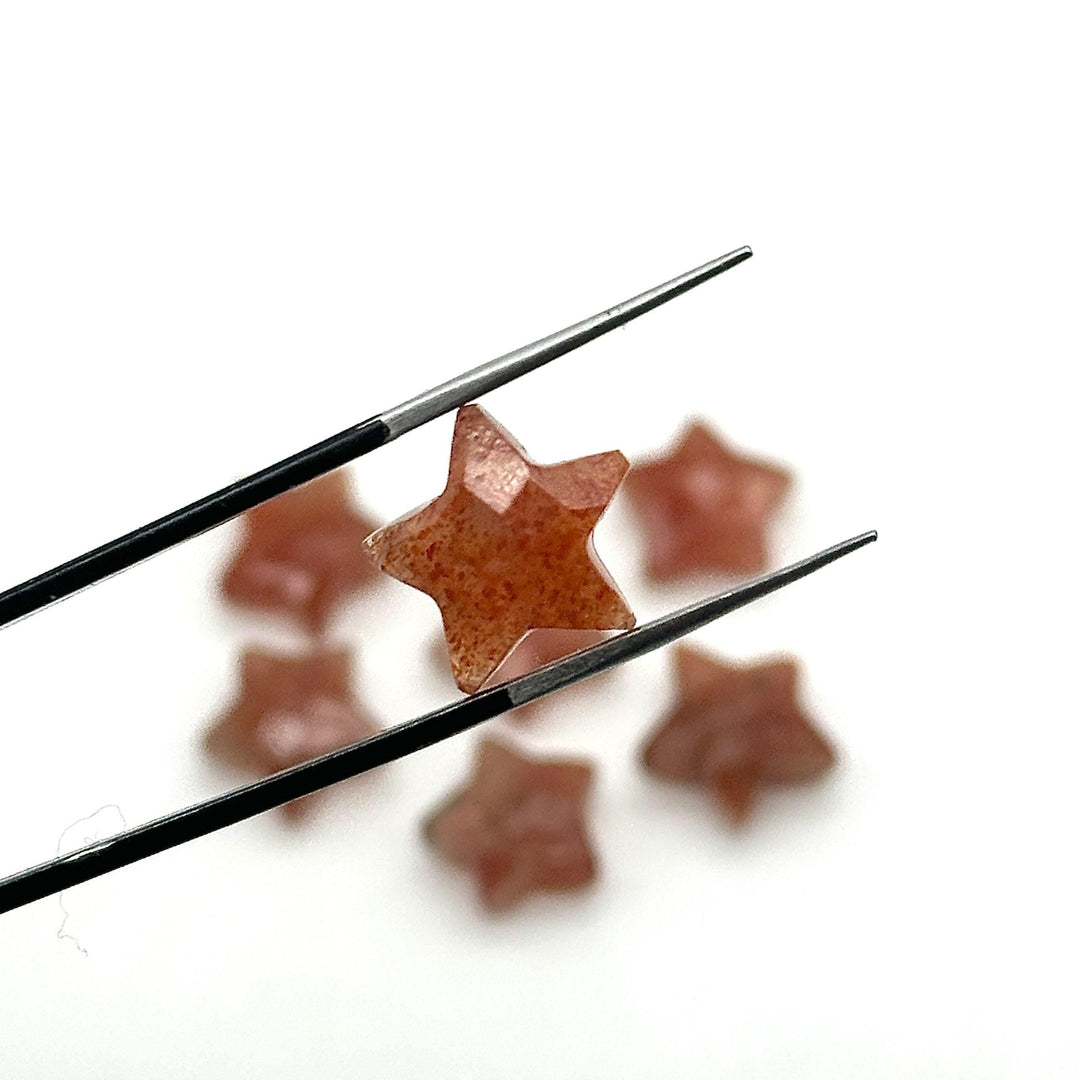 Natural Red Sunstone Star Shape Briolettes, Red Sunstone Carved Faceted Star Charms, Wholesale Loose Beads for Jewelry, 12 MM, Hand Carvings