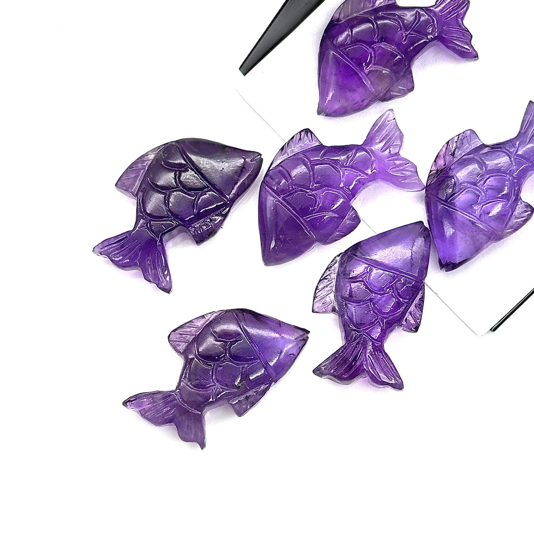 Carved Amethyst Fish Shape Stone, Natural Amethyst Fish Shape Gemstone, Healing Chakra Stone, Purple Amethyst, 25 MM, Loose Fish Charms