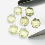 Load image into Gallery viewer, 2,3,4,5 Pcs Natural Lemon Quartz Hand Carved Flower Shape, Carved Flower Shape Gemstone for Jewlery, Flower Shape Gemstone, 10 mm