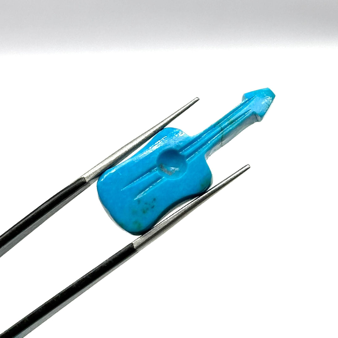 AAA Turquoise Guitar Shape Carving Beads, Blue Turquoise Guitar Shape Hand Carved Gemstone, 26 MM, Miniature Guitar Shape Gemstone