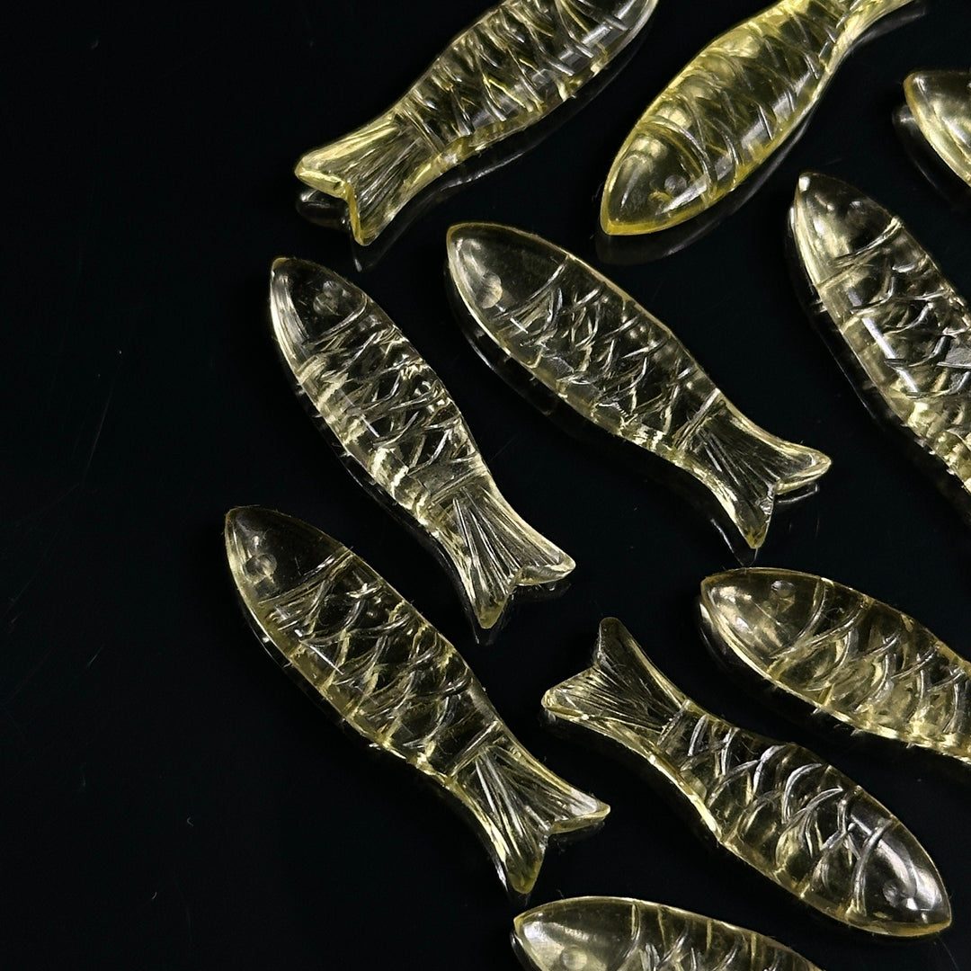 Natural Lemon Quartz Handmade Fish Carving, Fish Shape Carving Gemstone Briolette's, Jewelry Making Loose Gemstones, 30X10 MM, Crystal Fish