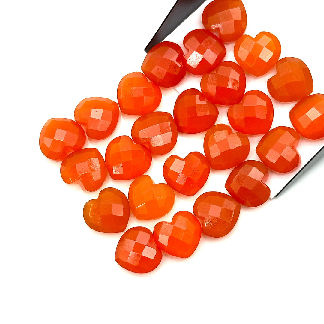 AAA Carnelian Heart Shape Briolette's, Natural Carnelian Faceted Heart Shape Beads, AAA Hand Carved Heart Charm, Jewelry Making Beads 12 MM