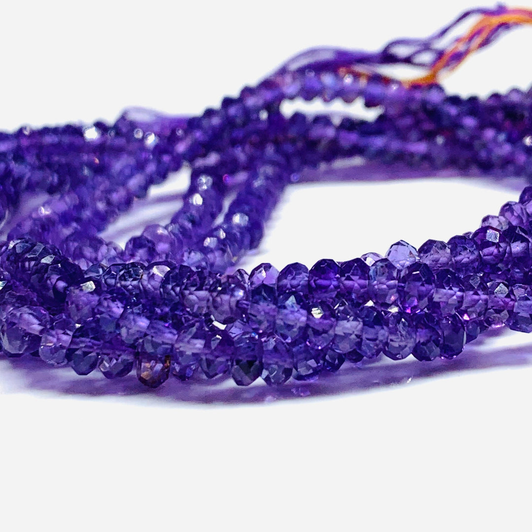 100% Natural AAA quality Amethyst Rondelle Shape Faceted Beads, Beads Strand, 8" inch strand, Gemstone For Jewellery, 3 mm