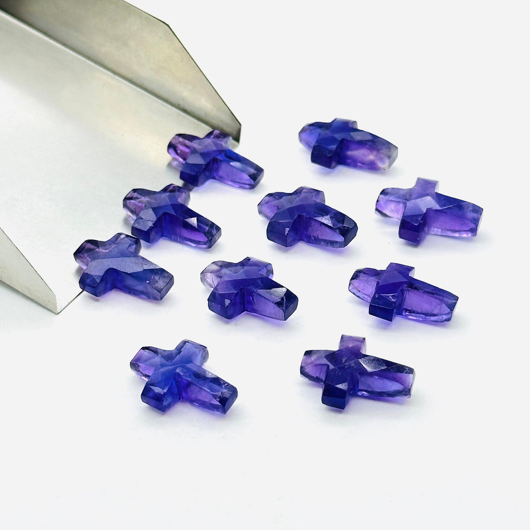 1,2,3,4,5 pcs Natural Amethyst Cross Shape Gemstone Beads, Amethyst Faceted Cross Gemstone Beads, Holy Beads For Jewelry & Carfts 15X10 MM