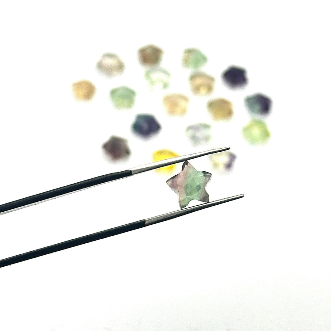 Rainbow Fluorite Star Shape Carved Beads, Fluorite Faceted Star Shape Beads, Jewelry & Craft Beads, Beads Supplies, Colorful Stars 8 MM