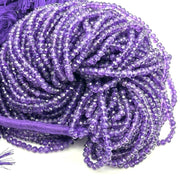 Natural Amethyst Faceted Rondelle Beads, Amethyst Faceted Jewelry Making Loose Beads, Purple Amethyst Crystals, 4 MM Wholesale Crafts Beads