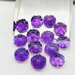 Load image into Gallery viewer, 1,2,3,4,5 pcs 100% Natural Amethyst Flower Shape Carved Gemstone, Flower Shape Carving, Carved Gemstone For Jewellery 12 mm