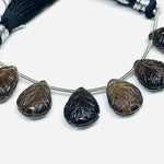 Load image into Gallery viewer, Natural Smoky Quartz Fancy Shape Hand Carved Gemstone, Brown Smoky Pear Shape Carving Loose Gemstone Beads, Carved Gemstone for Jewlery 12MM