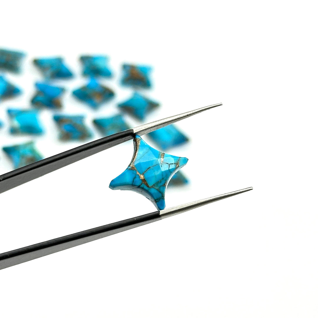Natural Copper Turquoise Ninja Star Shape Carving Beads, Fancy Star Shape Gemstone Beads, 11X15 MM Jewelry Making Star Shape Briolette Beads