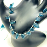 Load image into Gallery viewer, Fancy London Blue Topaz Leaf Shape Beads, Coated Blue Topaz Leaf Briolette's, Hand Carved Beads For Jewelry 8-11 mm, 8" Strand Loose Beads