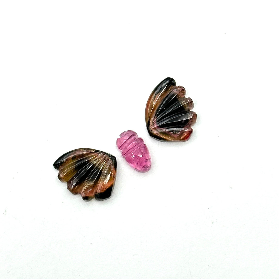 Natural tourmaline Butterfly Shape Carving, Hand carved tourmaline Butterfly loose carving, carved butterfly jewelry for Making 20x11mm.