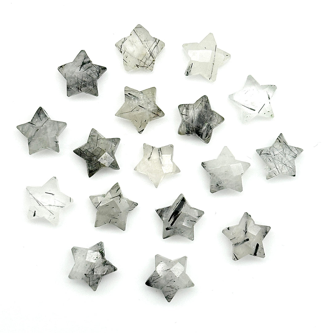 Natural Black Rutile Carved Star Shape Briolettes, Hand Carved Faceted Star Shape Beads Gemstone For Jewlery, Loose Star Charms, 10 MM