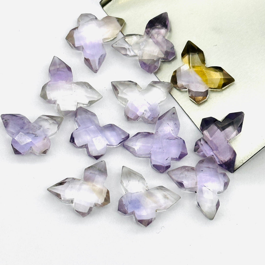 2,3,4,5 pcs Purple Amethyst Butterfly Shape Gemstone Beads, Handmade Butterfly Shape Carving Beads, Amethyst Fancy Briolettes Beads 14x10 MM