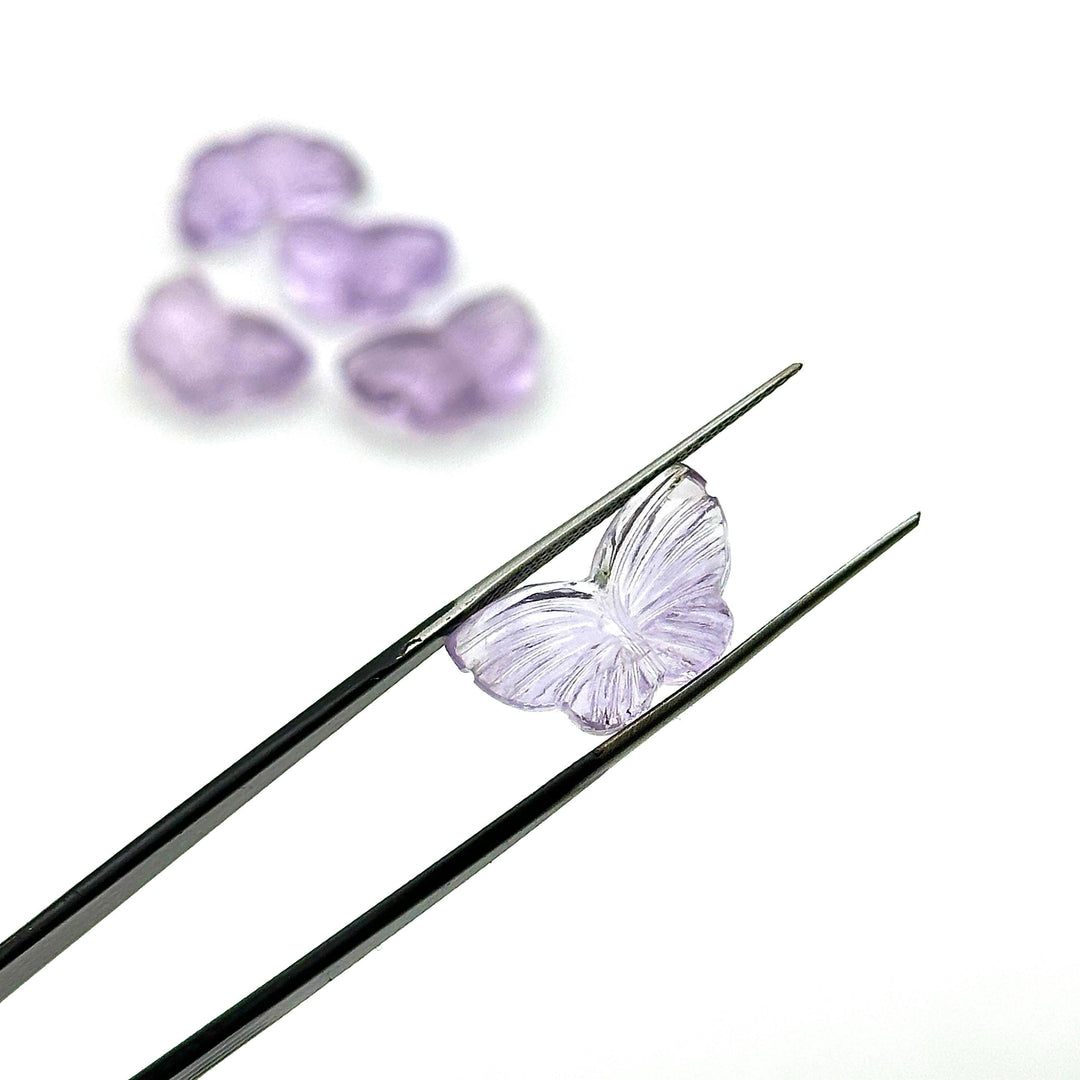 Carved Pink Amethyst Butterfly Charm: Handmade Gemstone Briolette (18 MM)