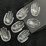 Load image into Gallery viewer, Natural Crystal Quartz Hamsa Shape Carved Stone, 25 MM Palm Shape Gemstone, Hand Charms for Jewelry Making, Carved Crystal, Hand Of Fatima