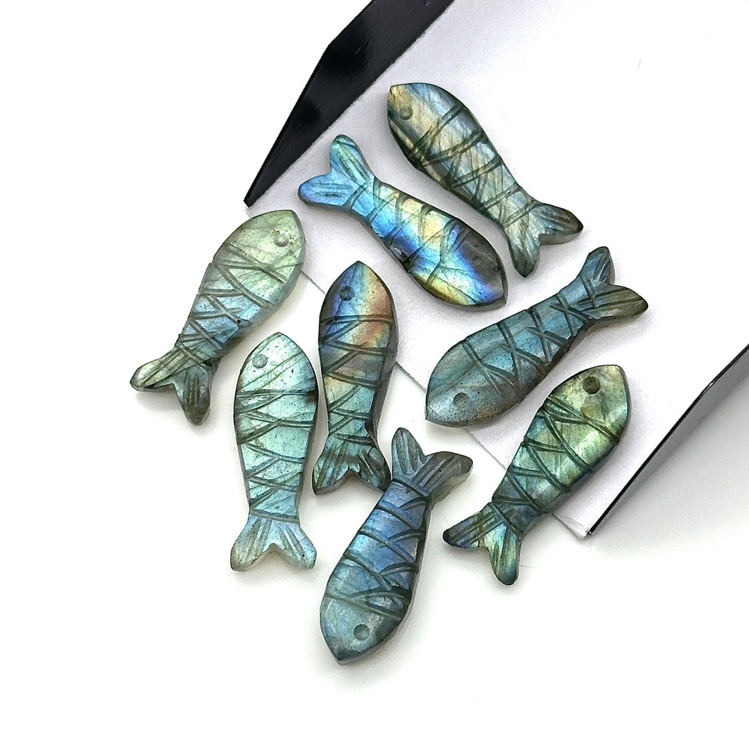 Natural Labradorite Fish Shape Carving, Flashy Labradorite Fish Briolette's, Sea Fishes, 25 MM, Fish Charms for Jewelry, Healing Labradorite