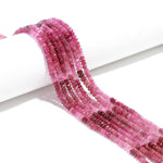 Load image into Gallery viewer, Genuine Pink Tourmaline Faceted Rondelle Beads, 15 Inches Shaded Pink Tourmaline Beads Strand, Jewelry Making Loose Beads