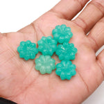 Load image into Gallery viewer, AAA Amazonite Flower Shape Stones, Hand Carved Amazonite Flower Shape Gemstone Beads, Green Flower Charms, 16 MM Jewelry Making Gemstones