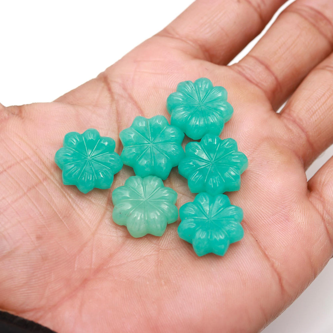 AAA Amazonite Flower Shape Stones, Hand Carved Amazonite Flower Shape Gemstone Beads, Green Flower Charms, 16 MM Jewelry Making Gemstones