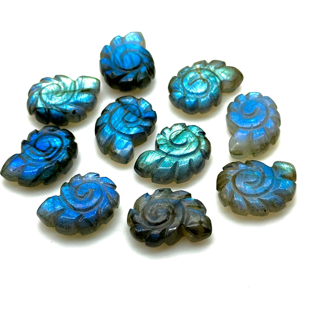 AAA Flashy Labradorite Carved Shell Beads, Hand Carved Snail Shell Shape Gemstone, Seashell Charm, 16 MM Seashell Beads For Jewelry Making