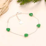 Load image into Gallery viewer, Green Strawberry Heart Bracelet, Quartz Faceted Heart Beads Bracelet, 925 Silver Bracelet, Handmade Jewelry, Women's Gift Chain Bracelet