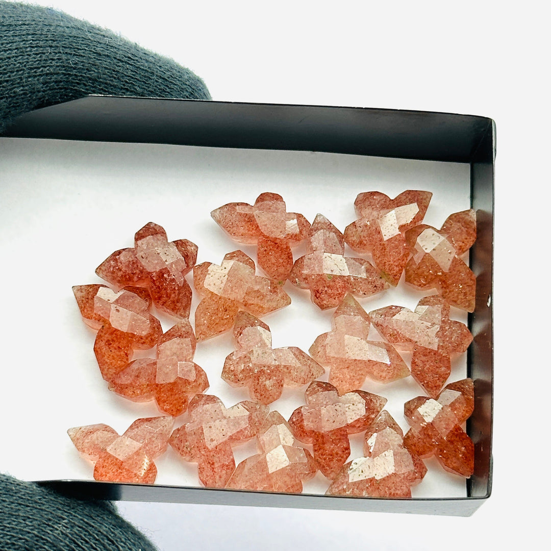 2,3,4,5 pcs Strawberry Quartz Butterfly Shape Beads, Handmade Butterfly Shape Carving Beads, Fancy Faceted Briolettes Charms Beads 14x10 MM