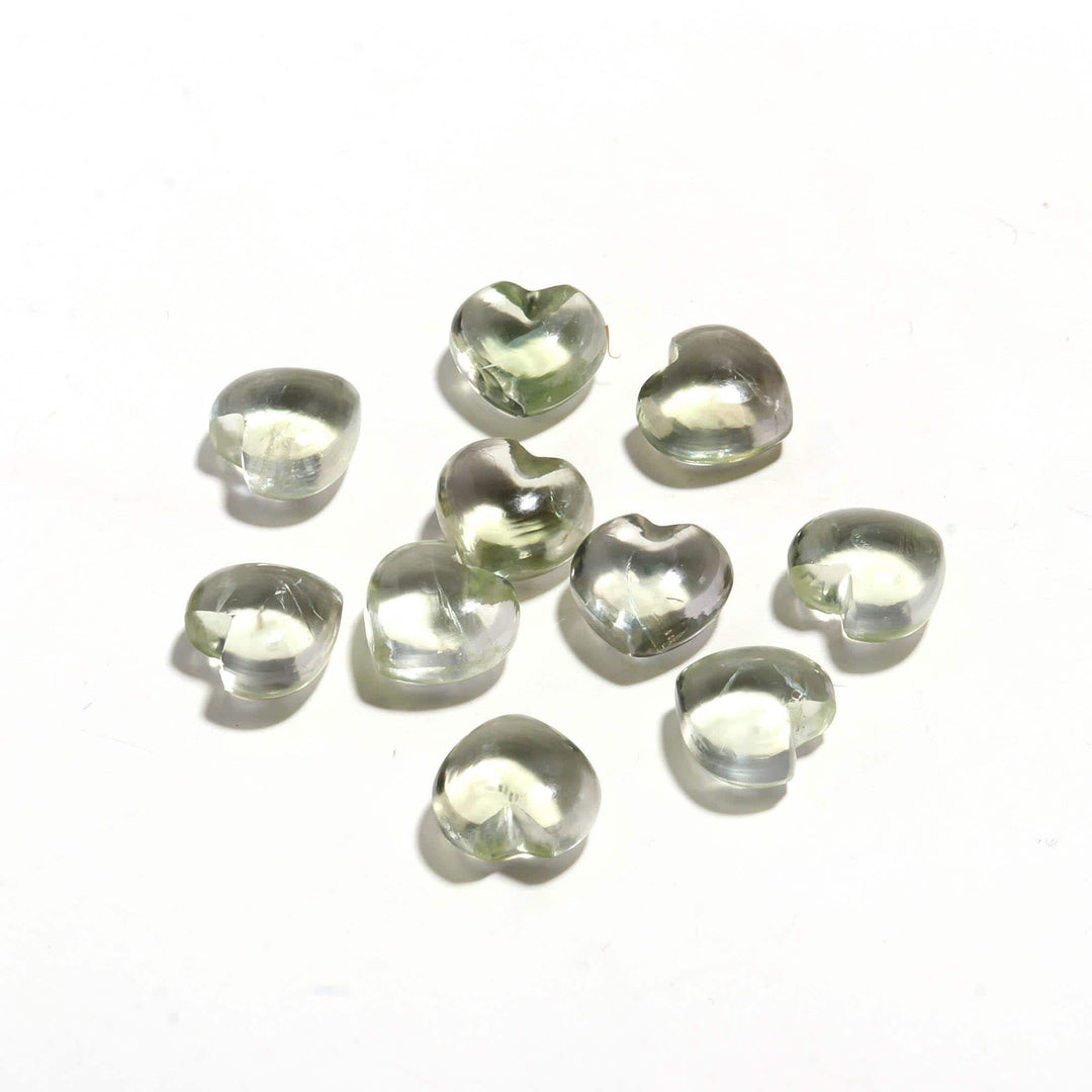 Natural Green Amethyst Smooth Heart Shape Beads, AAA Amethyst Jewelry Making Loose Heart Beads, Wholesale Beads, 12 MM