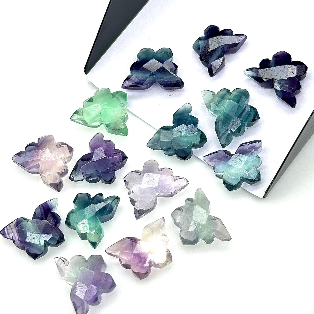 Multi Fluorite Butterfly Shape Beads, Faceted Carving Gemstone Beads, Multi Fluorite Animal Carving Beads For Jewelry, Charms Beads 14x10 MM