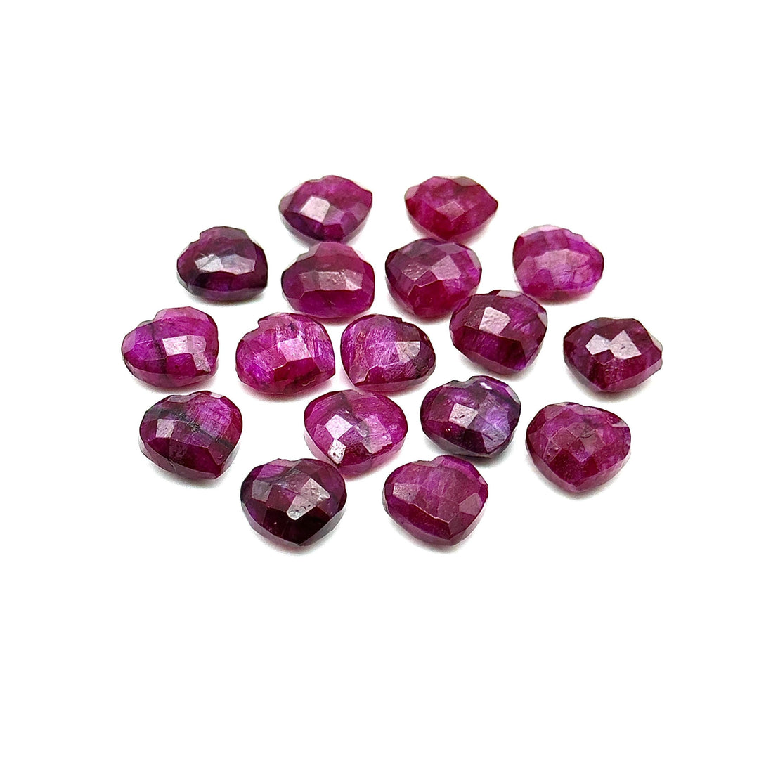 Pretty Ruby Corundum Heart Shape Beads, AAA Red Ruby Hand Carved Faceted Heart Shape Briolettes, Loose Gemstones, 10 MM, Red Ruby Dyed Beads